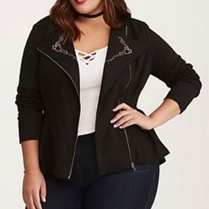 Torrid Disney Minnie Mouse Peplum Moto Jacket